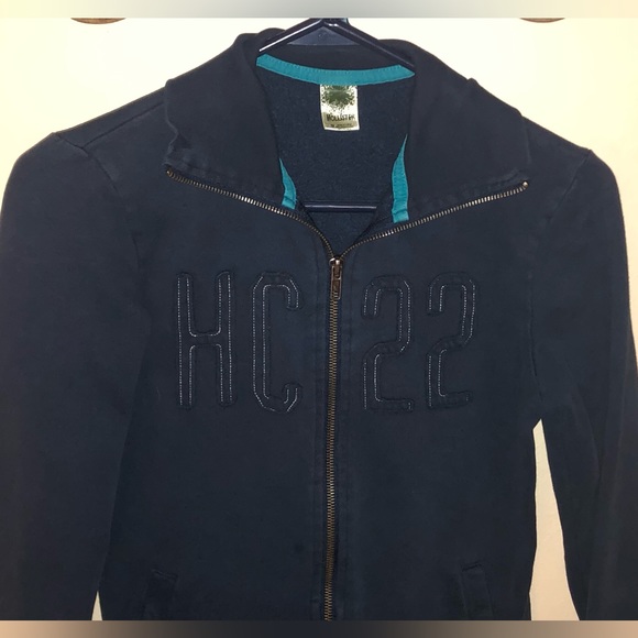 Hollister collared sweatshirt full zip women’s medium - dark blue - Picture 3 of 12